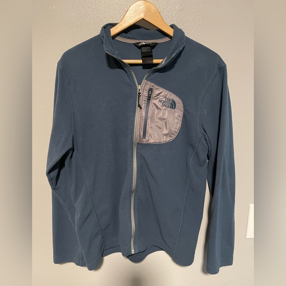 Men’s North Face blue fleece, size medium